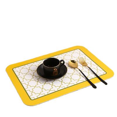 China Durable PU Leather Meal Rugs Color Printing Double Sided Leather Meal Mat for sale