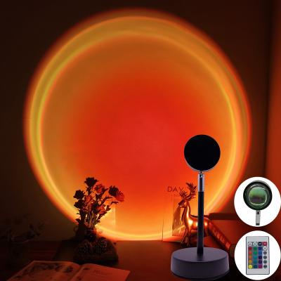 China New Design Shenzhen LED Night Moon Mood USB RGB Projector Portable Adjustable Halo 16 Colors Table Projection Sunset Light Lamp for sale