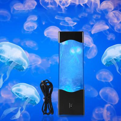 China Novelty Decor LED Bedside Night Light Minimalist Portable Aquarium Jellyfish Lamp Color for sale