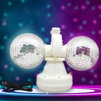 China Home Party Dynamic Colorful Glass Twin Light Lamp Double LED Disco Mirror Ball for sale