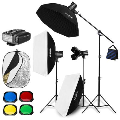 China Convenient to Install 1200W Godox SK400 II 3x 400W Photo Studio Flash Light, Softbox, Light Stand, Studio Boom Arm Top Mount for sale