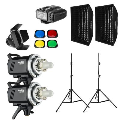 China Convenient to Install Godox MS300 600Ws 2x 300Ws Photo Studio Instant Ignition, Softbox, 280cm Light Stand, Barn Door, Trigger for sale