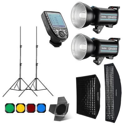 China Convenient to Install Godox QS400II 2x 400Ws Photo Studio XPRO Receivers Built-in Instant On Trigger + Softbox + 280cm Light Stand + Barn Door for sale