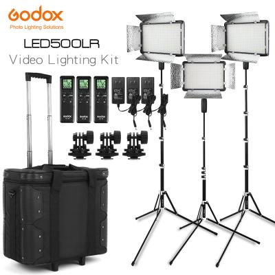 China Convenient to Install Godox LED Light 3X LED500LRC 3300-5600K Video Light + Carry Bag Video Light Stand + Roller for sale