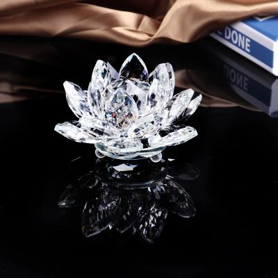 China Home decoration crystal glass lotus flower shape candle holder for home centerpieces for sale