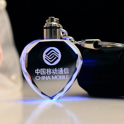 China Promotion 3D Laser Photo Engraving Glass Keychain Crystal Keychain for sale