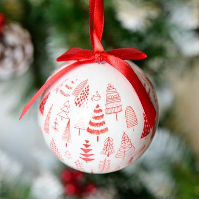 China Custom Printed Logo Foam Christmas Balls Personalized Xmas Baubles 7cm Durable Creative Cartoon Sticker for sale