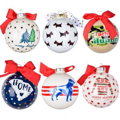 China Durable Luxury Glass Personalized Custom Logo Christmas Ornament Decorations Promotional Christmas Ball Bauble Gift For Tree for sale