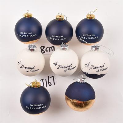 China OEM Logo Durable Promotion Glass Ball Christmas Tree Ornament Blue Decoration Personalized Custom Xmas Bauble for sale