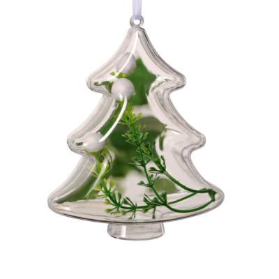 China Durable European Food Grade Plastic Hanging Ball Opening Christmas Tree Transparent Pendant Ornament for sale