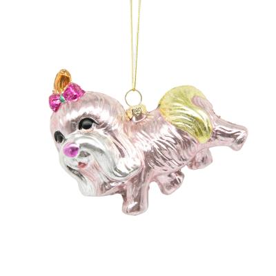 China Durable Cheerful Design HIPS Pink Glitter Dog Shape Kid Christmas Tree Customized Decoration for sale