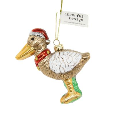 China Durable Cheerful Design Heron Santa Hat Xmas Ball Personalize Private Label Christmas Decorations Ornament Canada Gold Paint for sale