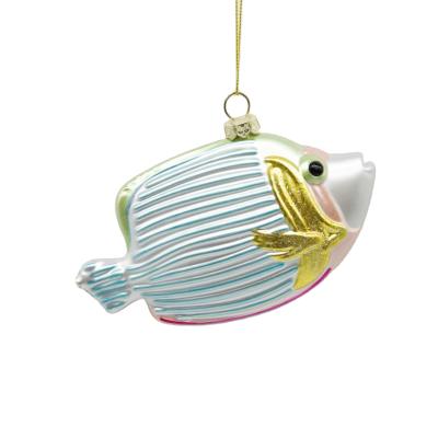 China Durable Cheerful Design Personalize Christmas Tree Ball Striped Fish Ready To Ship Import Christmat Ornament Design Decoration for sale