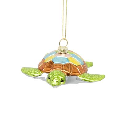 China Durable Cheerful Design Luxurious Glass Tree Topper Christmas Turtle Ornament for sale