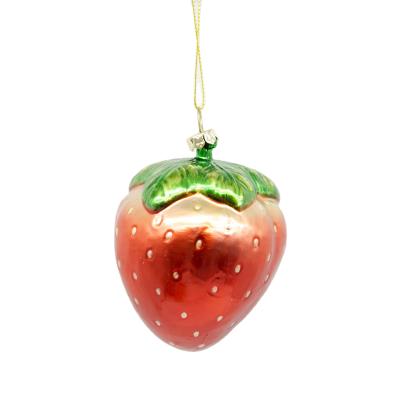 China Wholesale Durable Jolly Design 2021 Small Strawberry Fruit 8cm Christmas Ornament Gift for sale