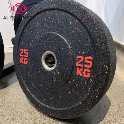 China Durable /Noiseless/Easy Care Color Splatter Bumper Plates Hitemp Rubber Crumb Weighs for sale