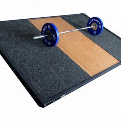 China Fitness center ; Deadlift GYM Gymnasium Floor Protector Rubber And Wood Material Platform For Weightlifting for sale