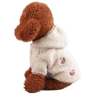 China 2022 Winter Fashion Lamb Fleece Pattern Cute Soft Cute Blue Beige Purple Brown Color Stocked Dog 2 Feet Wrap Coat For Medium Small Pet for sale