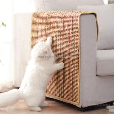 China Colorful Stripe Stocked Wiggle Overlock Sisal Cat Clow Anti Scratch Protector Rug For Sofa Wall Furniture for sale