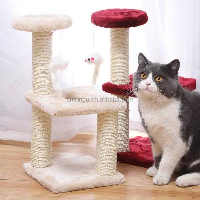 China 3 Layer Installment 3 Pillar Easy Stored Toy Cat Plush Scratching Post For Kitten for sale