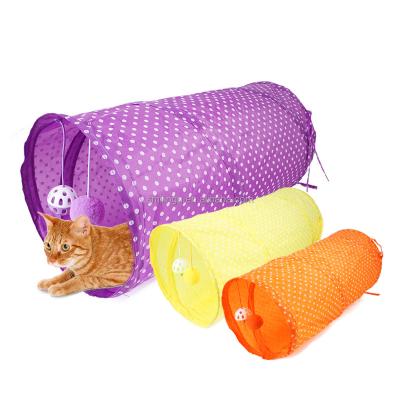 China Custom Mouse and Bell Stocked Toy Featured Polyester Cat Logo Tunnel Foldable Dots Pattern Hanging for sale