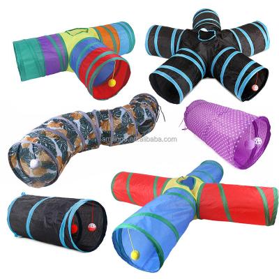 China Custom Variety Color Polyester Logo Stocked 3 4 5 6 Way Multi Large Cat Tube Tunnel Single Toy For All Season Winter for sale