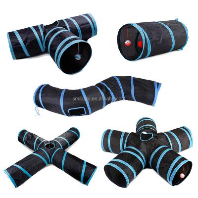 China 2 Stored Durable Strong Layers Of Fabric Black And Blue Color Interactive Cat Tunnel Multi Way for sale