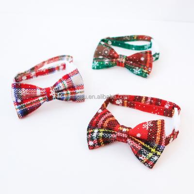 China Winter Cotton Plaid Classic Pattern Christmas Pet Bow Tie Decoration Adjustable Collar Stocked For Cats Puppies Kitty Gifts for sale