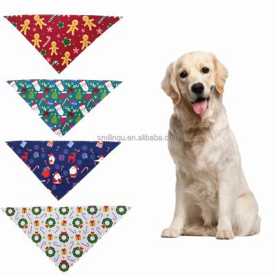 China Winter Holiday Christmas Sublimation Dog Bandana Stocked Triangular Scarf for Large Medium Sized Dogs Labrador Golden Retriever for sale