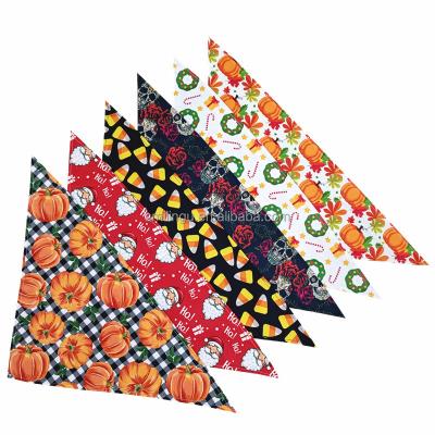 China Stocked Winter Holiday Christmas Halloween Sublimation Thanksgiving Triangular Dog Bandana Scarf for Large Medium Sized Dogs Labrador for sale