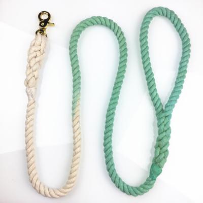 China Stocked 1.5 Meters Gradient Color Original Cotton Rope Leads Strong For All Dogs Graded Environmental Friendly Dye For Pet Leashes for sale