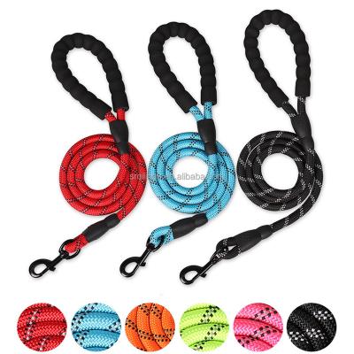 China Strong Comfortable Padded Reflective Foam Handle Night Dog Rope Leashes For Large Medium Dogs Shiba Collie Samoyed Labrador for sale