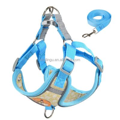 China XS Cute Cozy Floral Small Dog Pattern Stocked Thoughtful Chest Strap Harness And Leash Set For Poodle Bichon Pug Frenchbull for sale