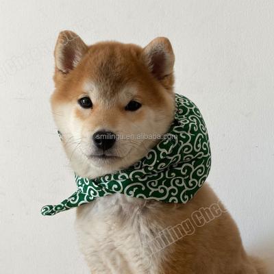 China Custom Stocked Roll Grass Pattern Logo Package Pillow Shape Dog Bandana Funny Shiba Inu for sale