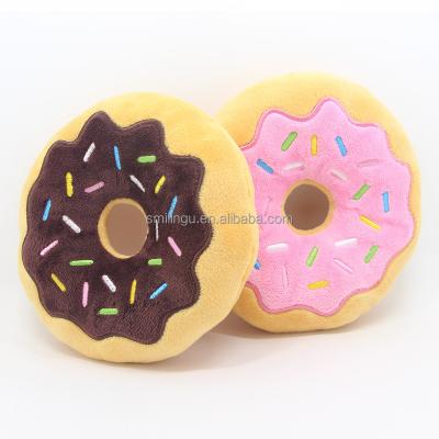 China Custom Logo Chocolate Color Donut Plush Stuffed Squeaky Stocked Dog Toy Soft Pink Blue Green Green For All Dogs Gold Sized Samoyed Retrie for sale