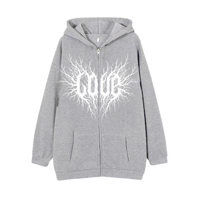 China Anti-wrinkle Women Print Hoodie Custom Logo Embroidery Full Zipper Heavy Oversized Hoodies for sale