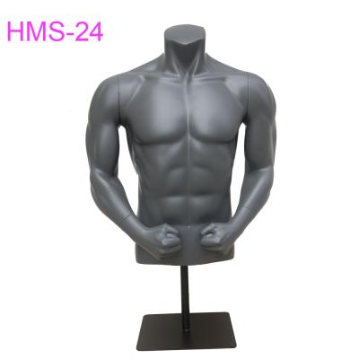 China Sportswear Display Upper Body Headless Fiberglass Male Torso Mannequin With Stand And Base for sale