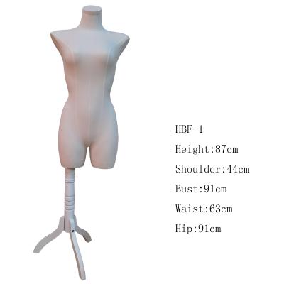 China Cloth Mannequin Headless Fiberglass Female Half Body Mannequin With Wooden Stand for sale