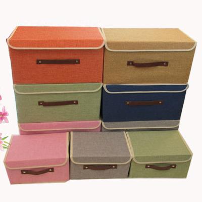 China Stain Japanese-style Simple Viable Storage Box With Cover Storage Box Tissue Art Household Canvas Storage Box for sale