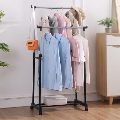 China PP plastic+electrophoresis tube+universal wheel household multifunctional easy to assemble display storage drying rack bedroom floor coat rack shoe rack wholesale AL609 for sale