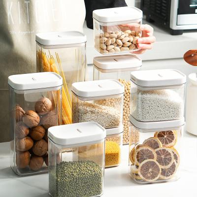 China Sustainable Kitchen Sealed Boxed Clear Plastic Grain Storage Box Household Food Snack Bottled Storage Jar for sale