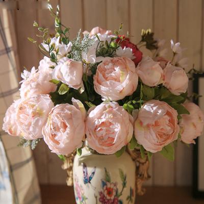 China Plastic Flores Artificial Peony Flowers Silk Rose Bridal Wedding Decor Garland Gland Home for sale