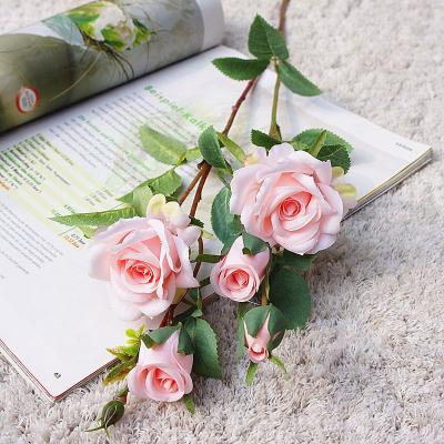 China Plastic Korean Dreamy Rose Branch Artificial Flower Silk Valentine's Day Wedding Flores for sale