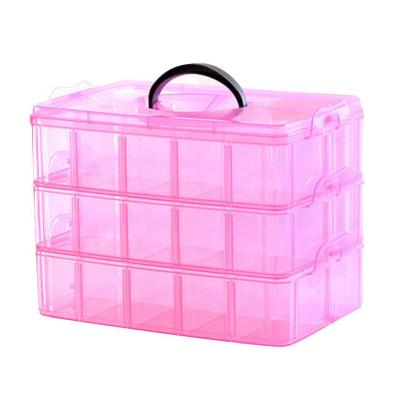 China 3 Layers Viable Portable Plastic Nail Art Makeup Container Manicure Storage Boxes for sale