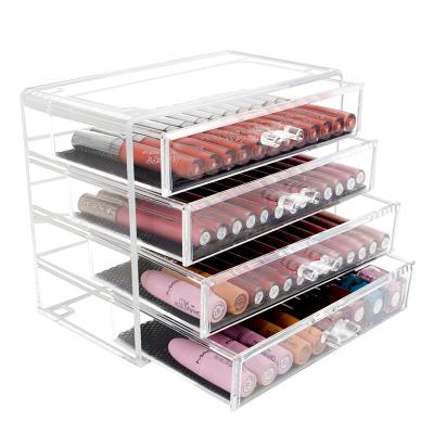 China Large Sustainable Acrylic With 4 Drawers Type Acrylic Cosmetics Desktop Storage Box Transparent Makeup Box for sale