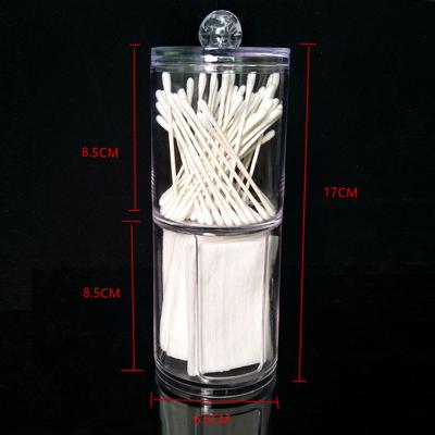 China Viable Transparent Cosmetic Cotton Storage Box Cotton Swab Storage Box Round Double-Layer Combination for sale