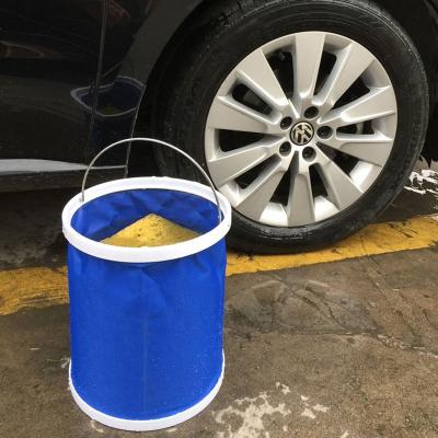 China Sustainable Outdoor Folding Bucket Coating Fishing Portable Camping Hike Bucket To Tackle Car Washing Tools for sale