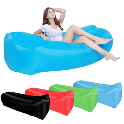 China Modern Oxford Cloth Lazy Sofa, Inflatable Folding Camping Sun Lazy Bag Sleeping Bag Inflatable Lounger for sale