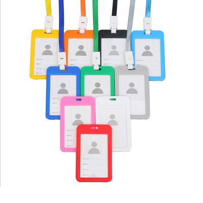 China High Quality Soft Silicone Case with Lanyard/Custom Work ID Card Holder/PVC Student Badge Card Cover Set SS140 for sale