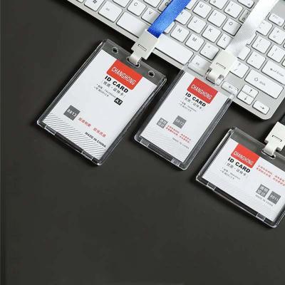 China Vertical student ID Clip Wholesale AL593 AL593 brand label small work identification clip label acrylic transparent card clip for sale